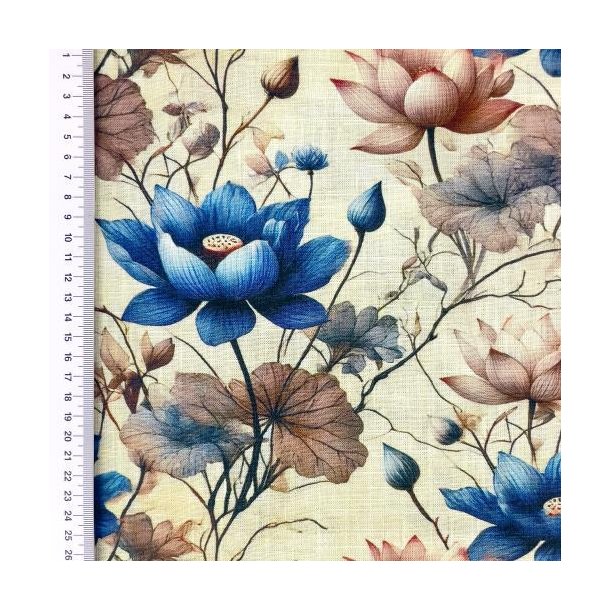 Viscose linen Digital print, Blomster